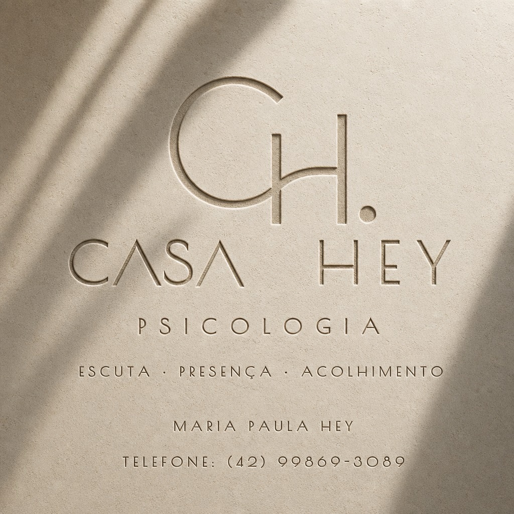 Logotipo Casa Hey Psicologia em Relevo